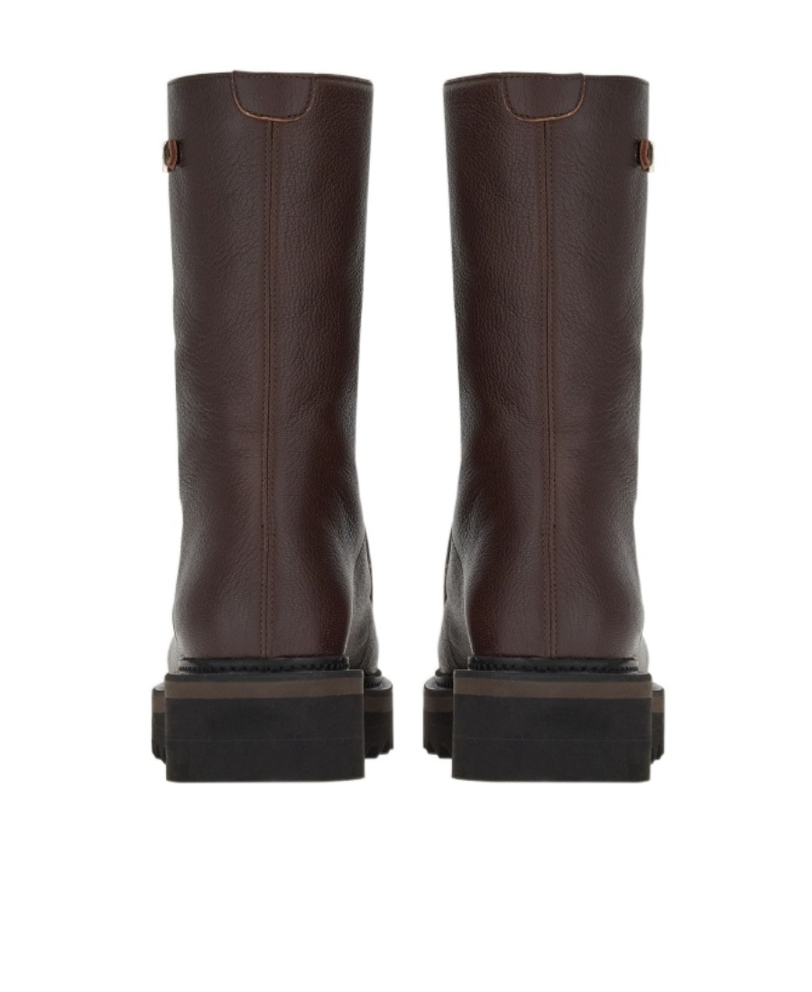 Ferragamo Gancini Plaque Ankle Boots In Brown