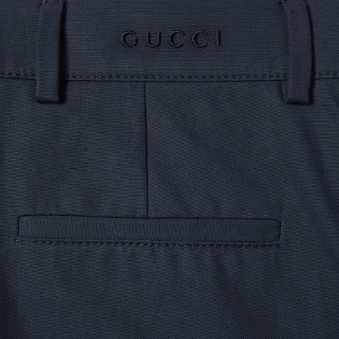 Gucci Light Cotton Canvas Pants In Blue