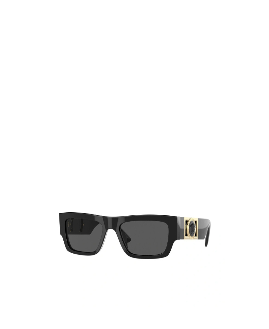 Versace Logo-plaque Rectangle-frame Sunglasses In Black