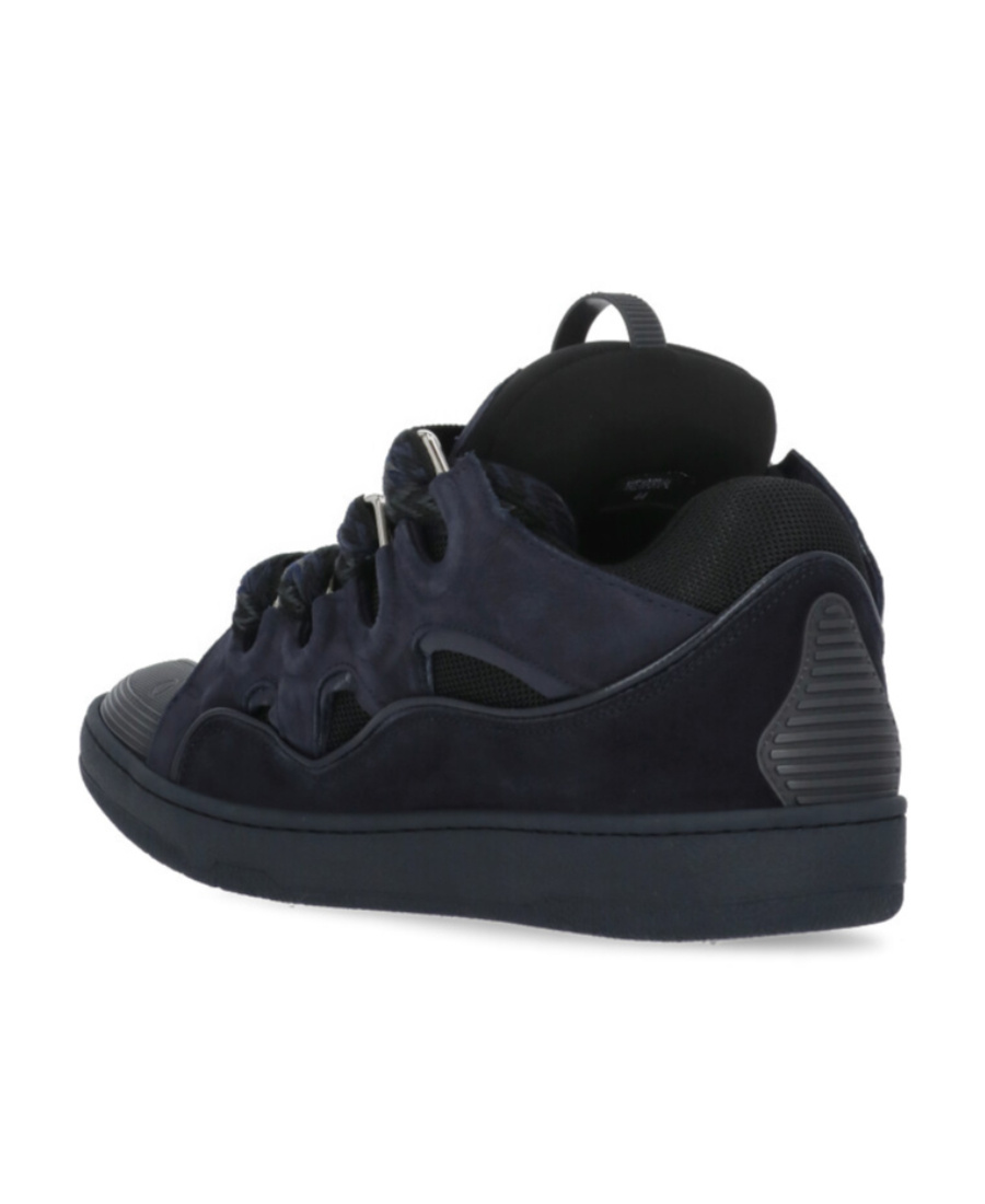 Lanvin Dark Blue Curb Sneakers In Black