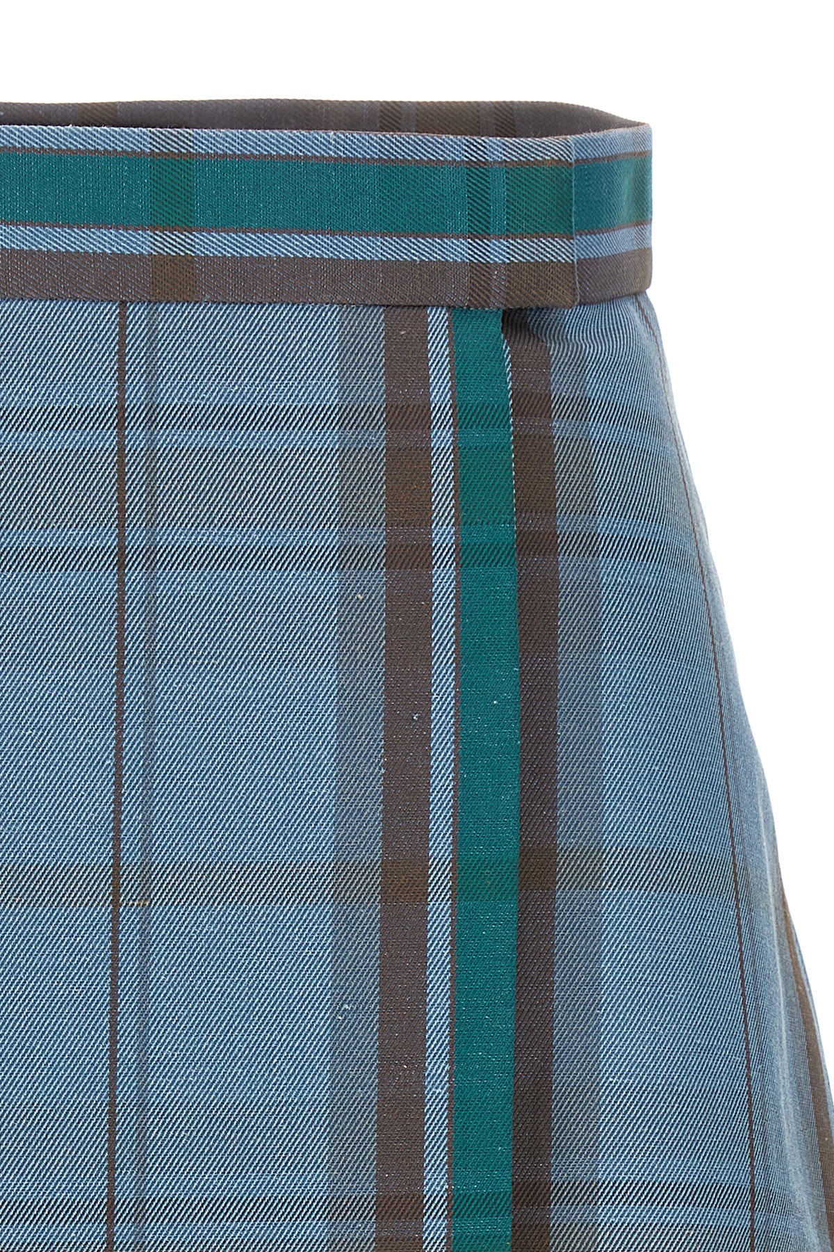 Vivienne Westwood High-waisted Plaid Pleated Skirt With Asymmetric Hem In Blue