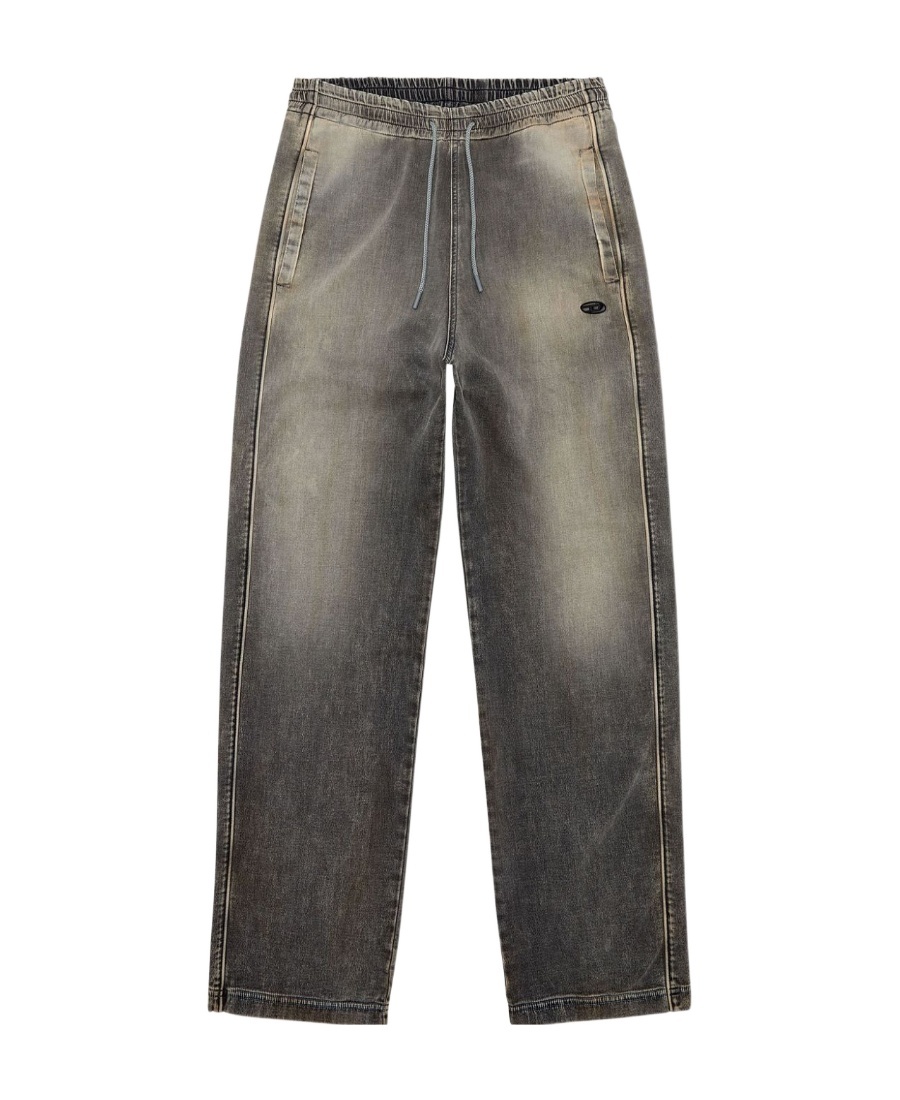 Diesel D-martians Wide-leg Track Jeans In Black