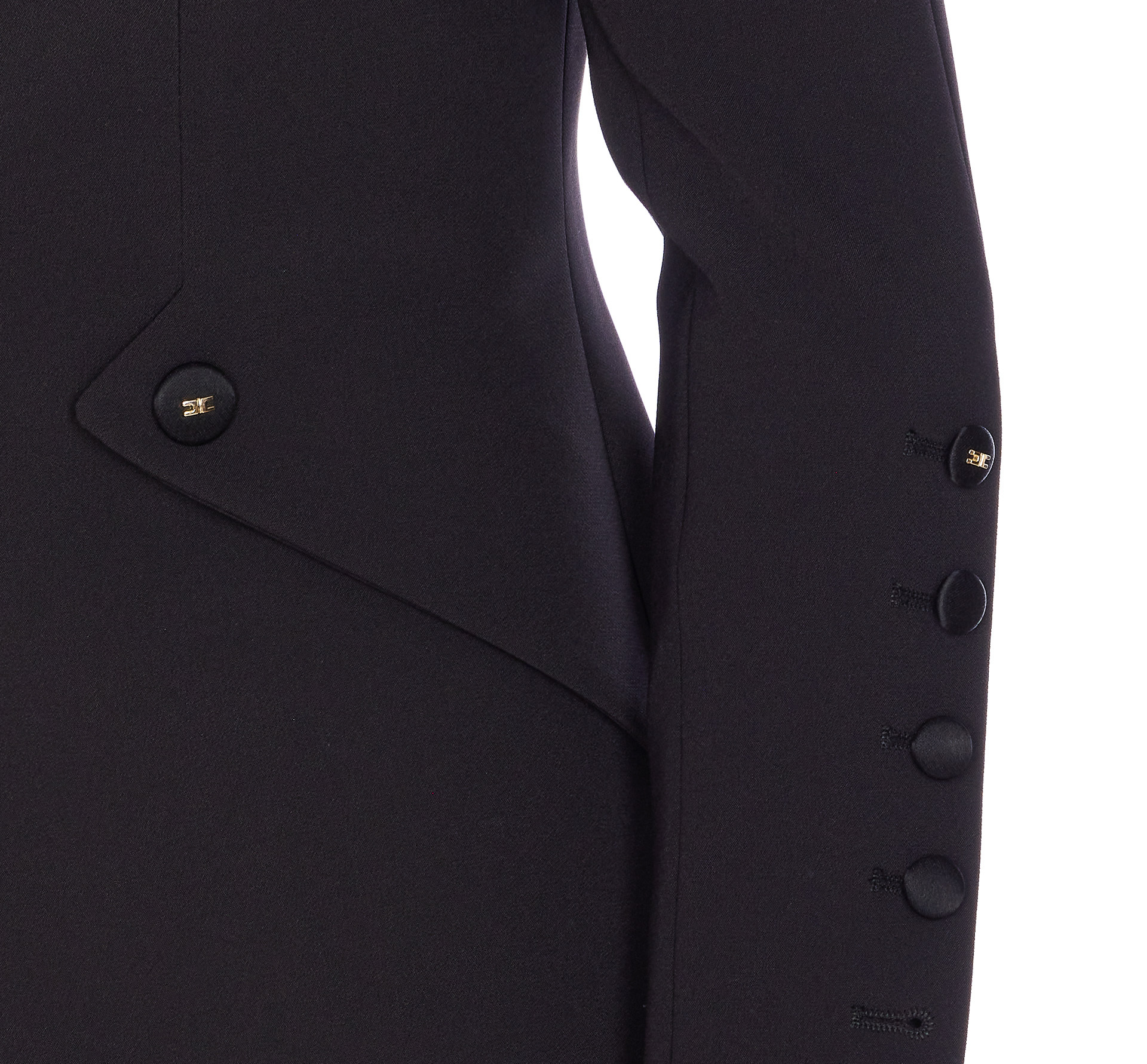 Elisabetta Franchi Tailored Blazer With Satin Lapel In Black