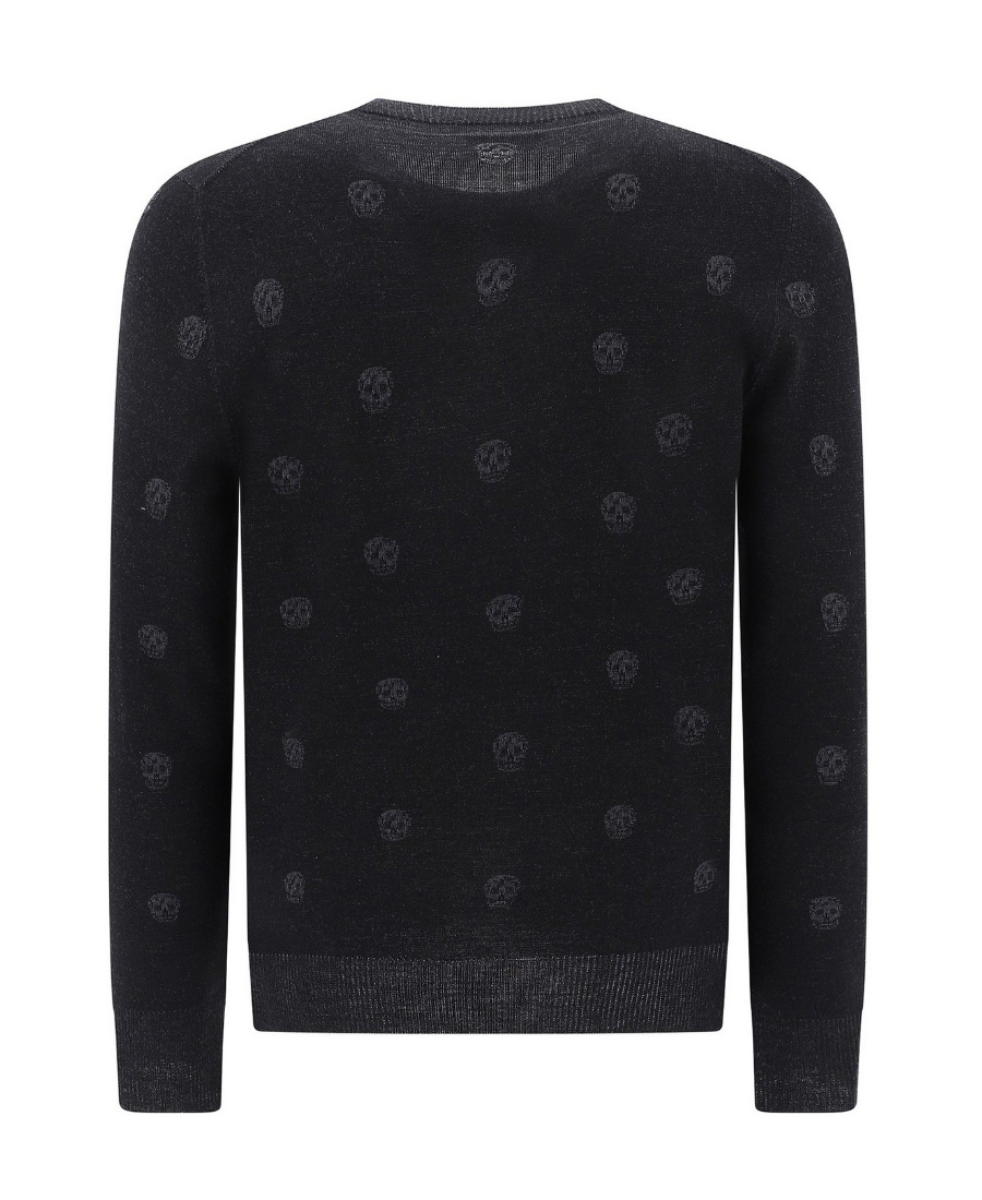 Shop Alexander Mcqueen Skull Pattern Knitted Wool Sweater In Black