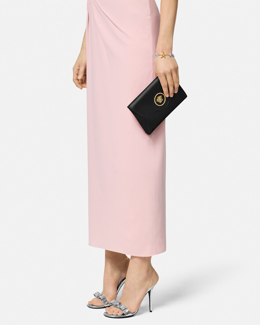 Versace La Medusa Envelope Clutch Bag In Black