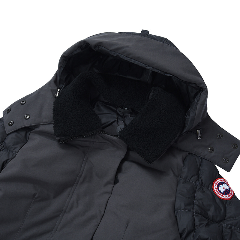 Canada Goose Hooded Down Jacket In Black