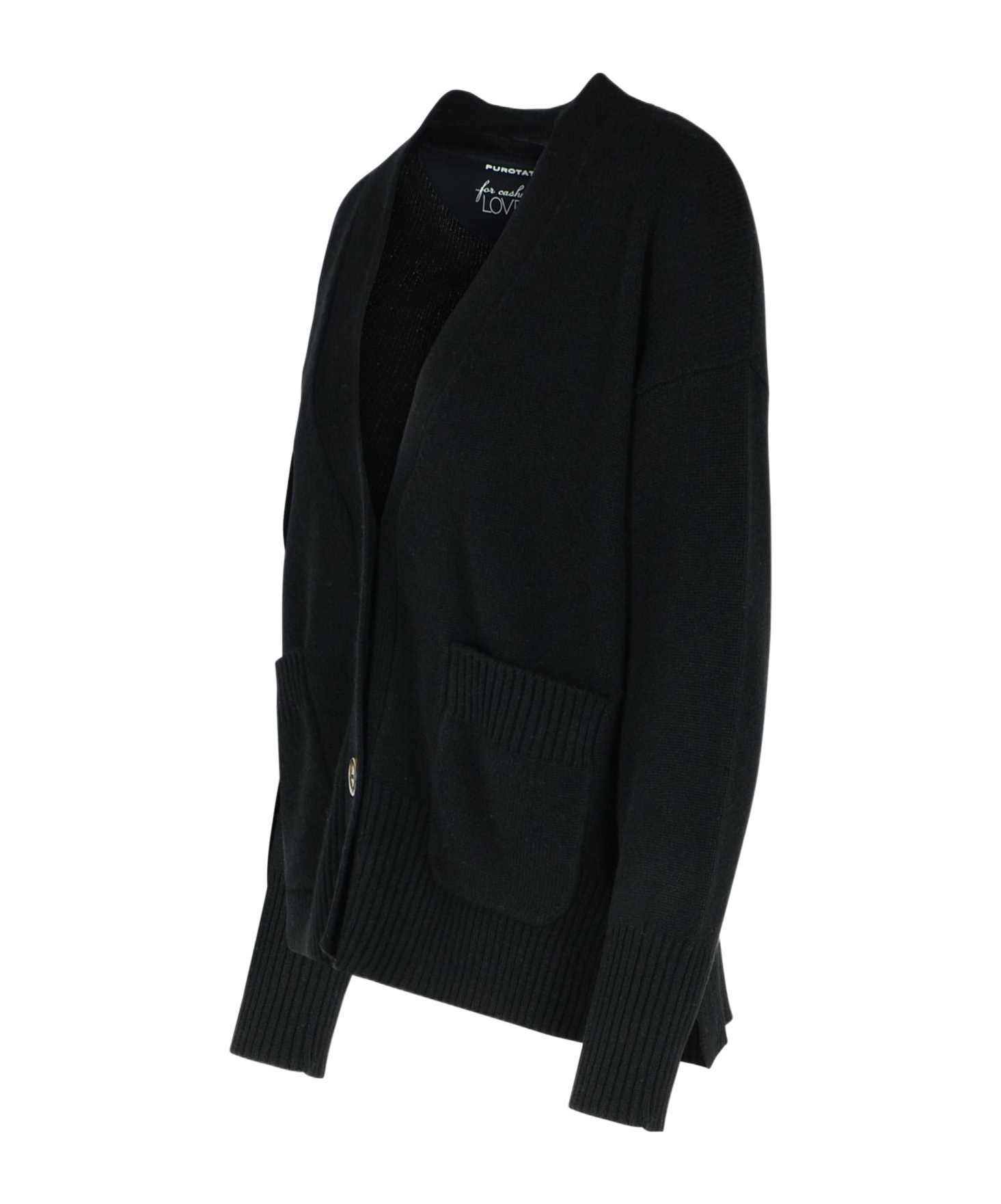 Purotatto Long-sleeved Knitted Cardigan In Black