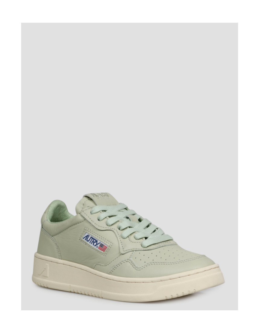 Autry Green Leather Sneaker In Nude