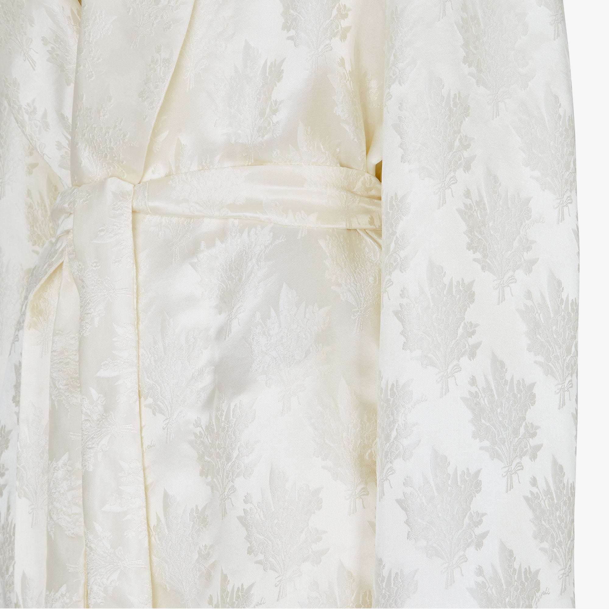 Fendi Jacquard Silk Blazer With Floral Motif In White