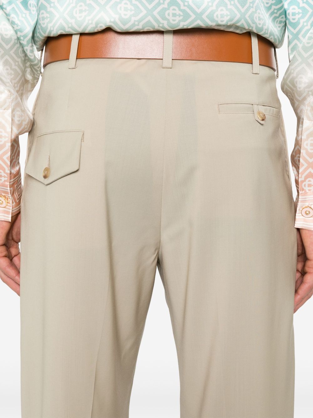 Moschino Straight Pleated Front Trousers With Button Detail