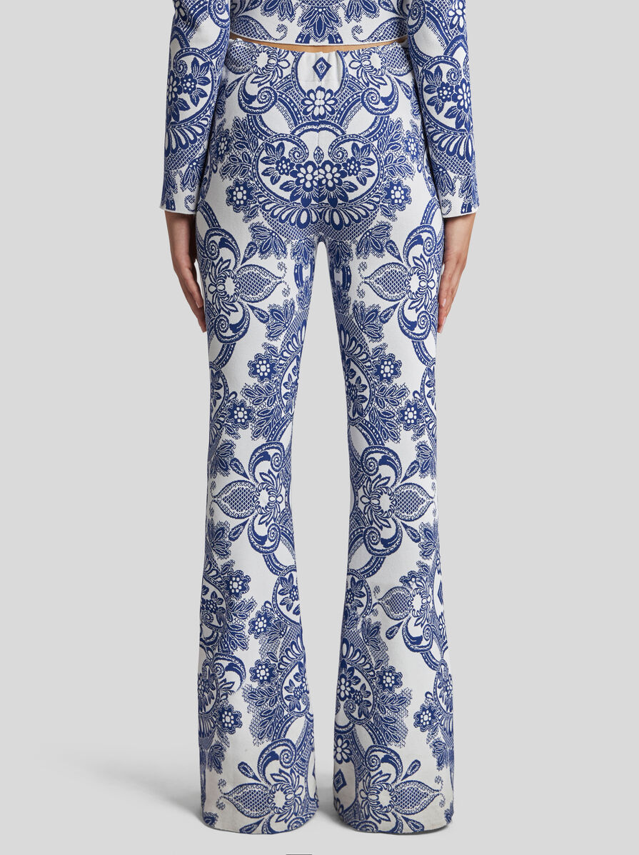 Etro Knit Trousers With Lace Motif In Gray