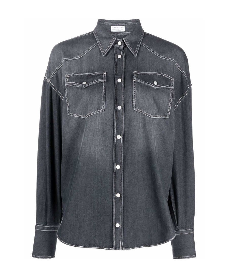 Brunello Cucinelli Grey Denim Shirt