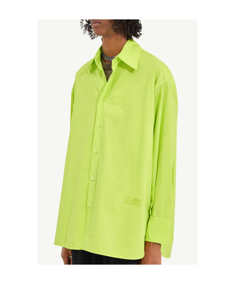 Mm6 Maison Margiela Numbers-embroidered Poplin Shirt In Green