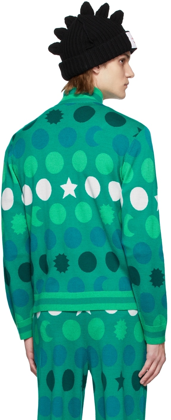 Charles Jeffrrey Loverboy Runes Printed Zip-up Cardigan In Green