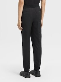 Zegna Navy Blue High Performance Wool Joggers In Black