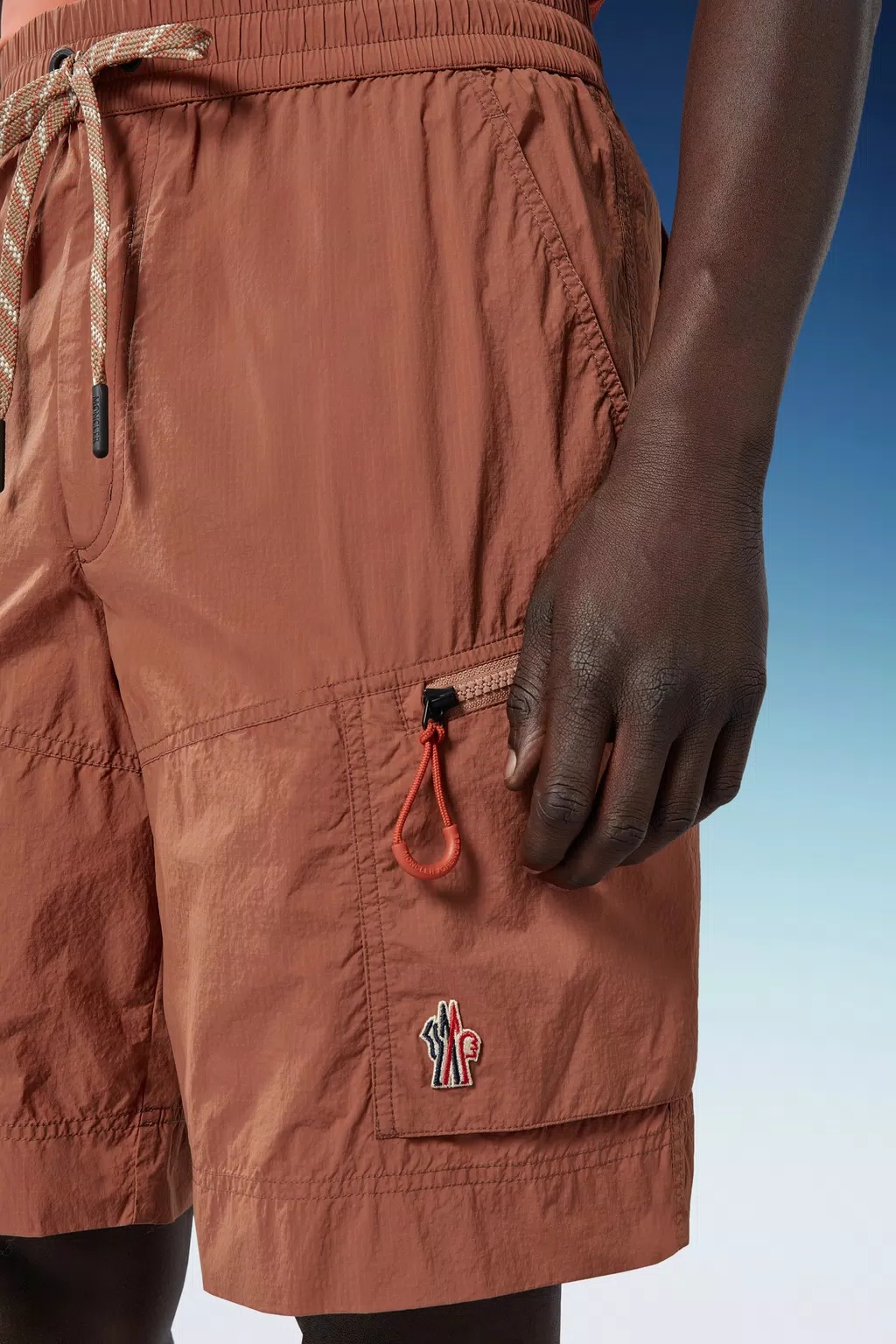 Moncler Logo-patch Shorts In Brown
