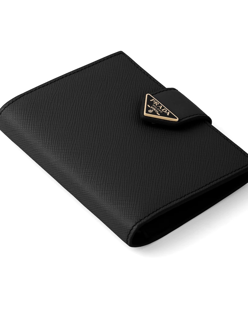 Prada Small Logo-plaque Saffiano Leather Wallet In Black