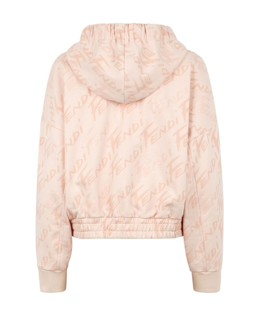 Fendi Elasticated Cotton Hoodie In Pink