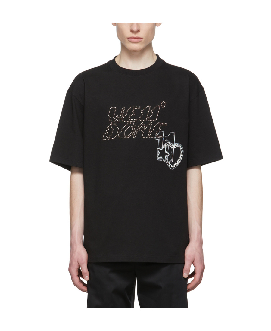 We11 Done Stud-logo Short-sleeved T-shirt In Black