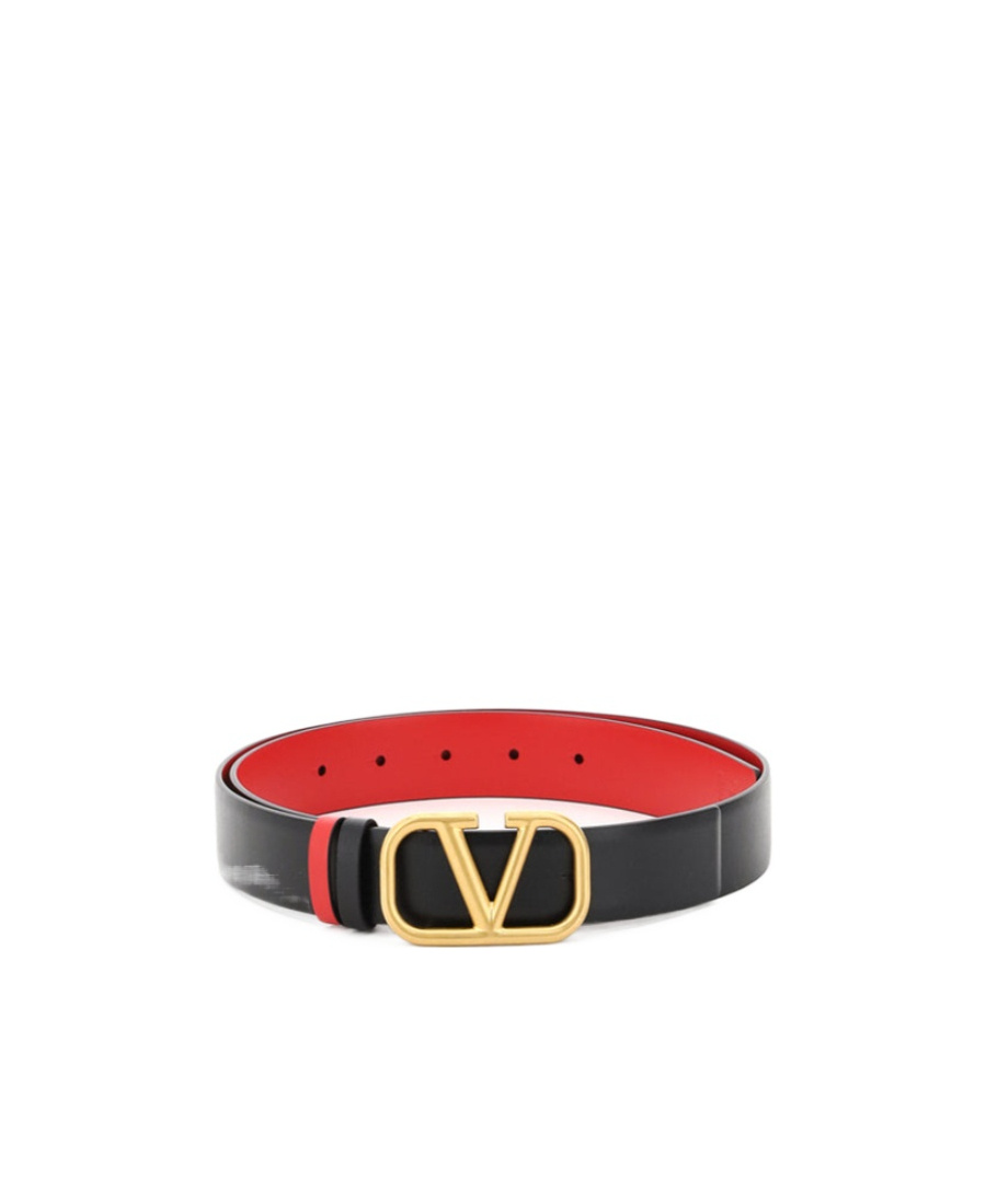 Valentino Logo Double-sided Belt In Black