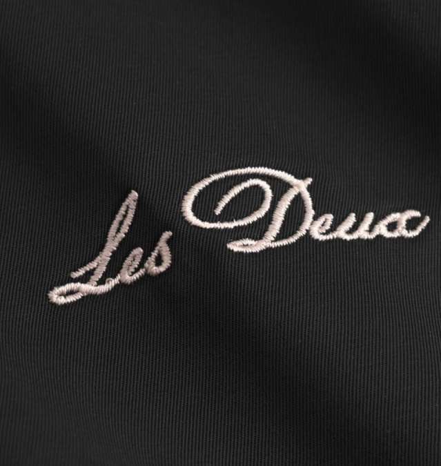 Les Deux Embroidered Satin Bomber Jacket In Black