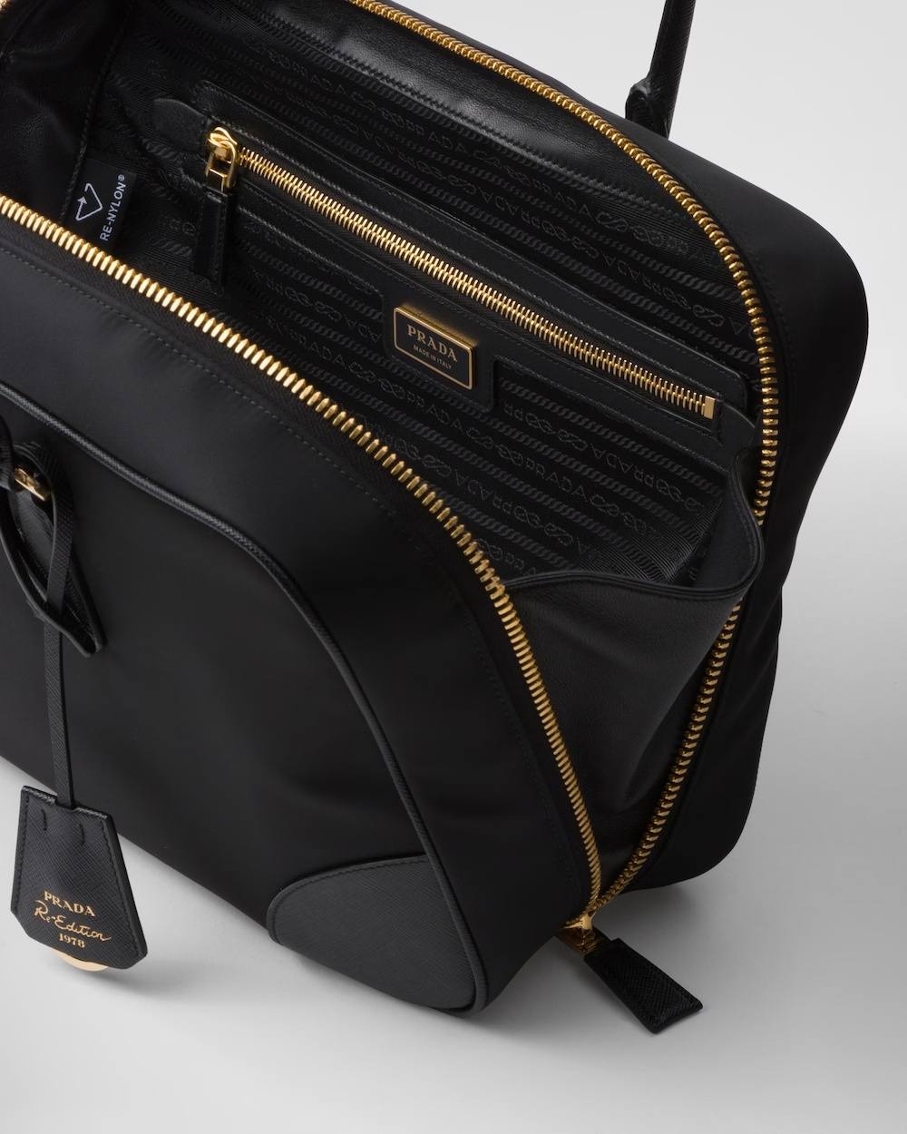 Prada 1978 Medium Re-nylon Clutch Bags In Black