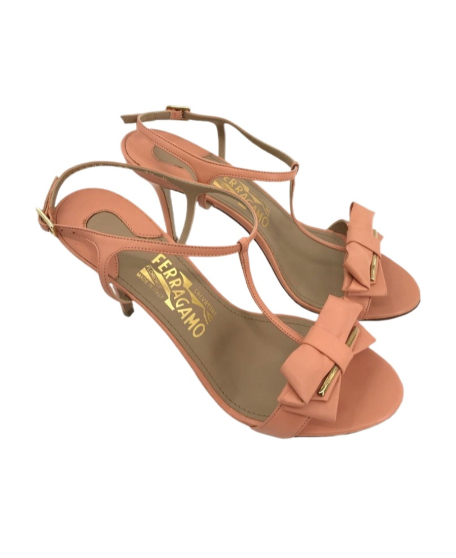 Ferragamo Logo Open-toed High-heel Sandals In Brown