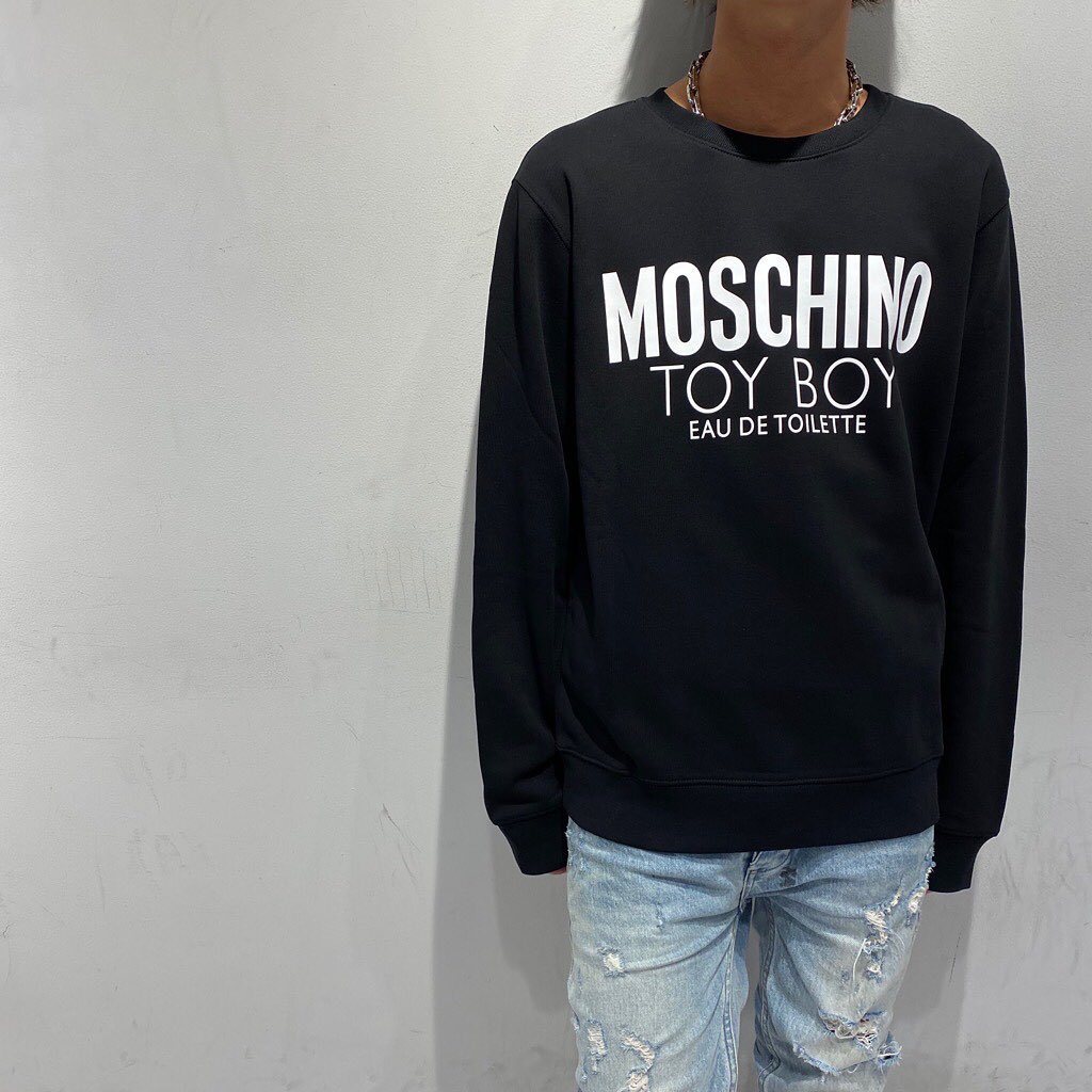Moschino Crystal Logo Sweatshirt In Black In Black