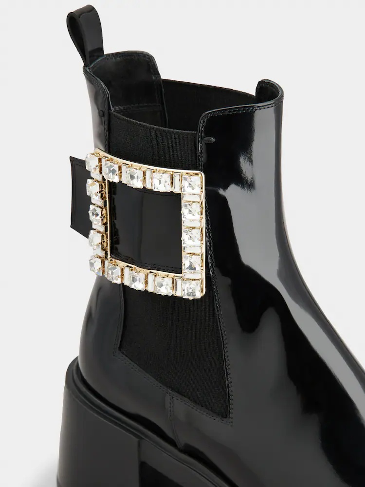 Roger Vivier 60mm Viv Ranger Patent Leather Boots In Black