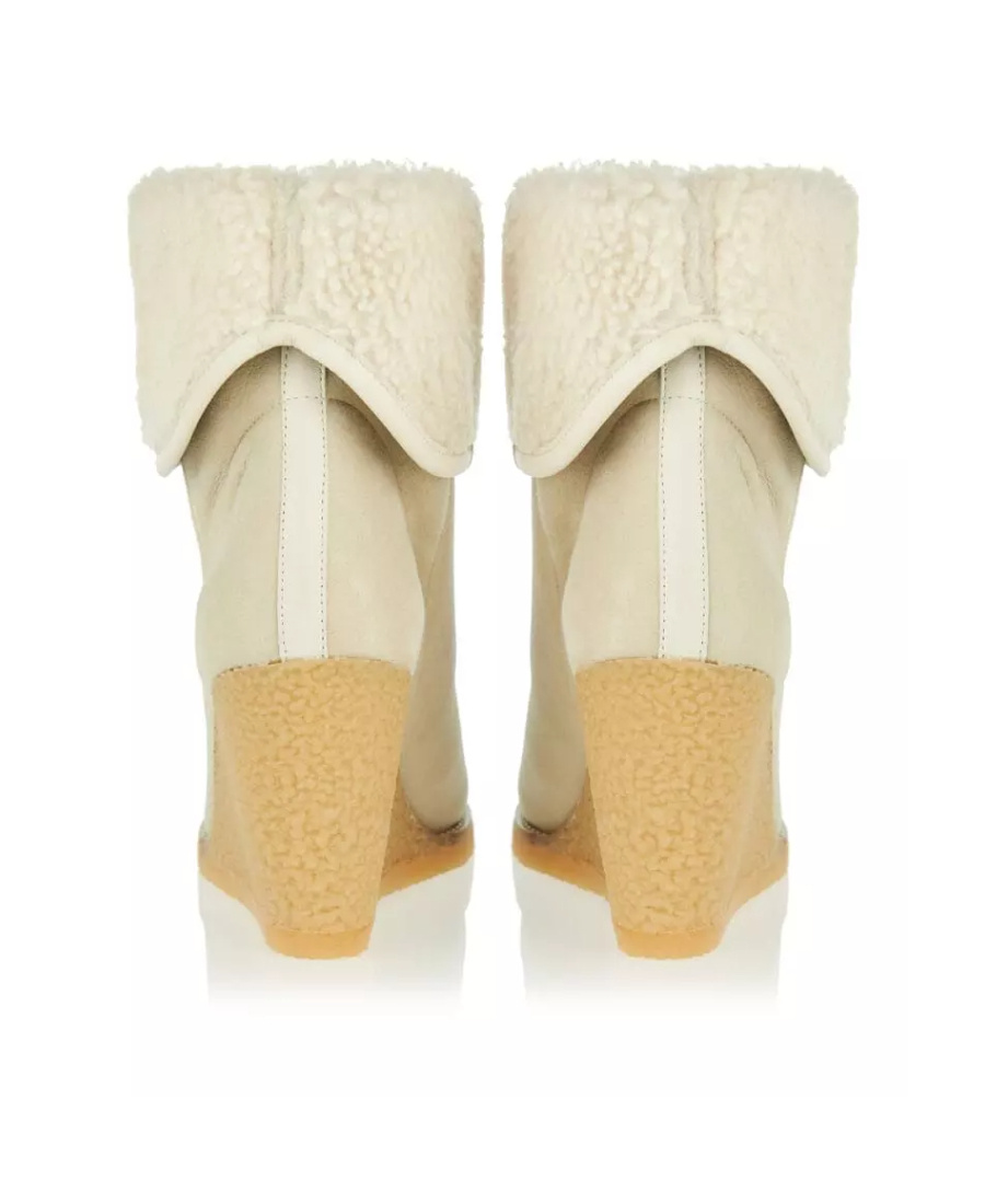 Isabel Marant Totam Shearling-trimmed Suede Ankle Boots In Nude