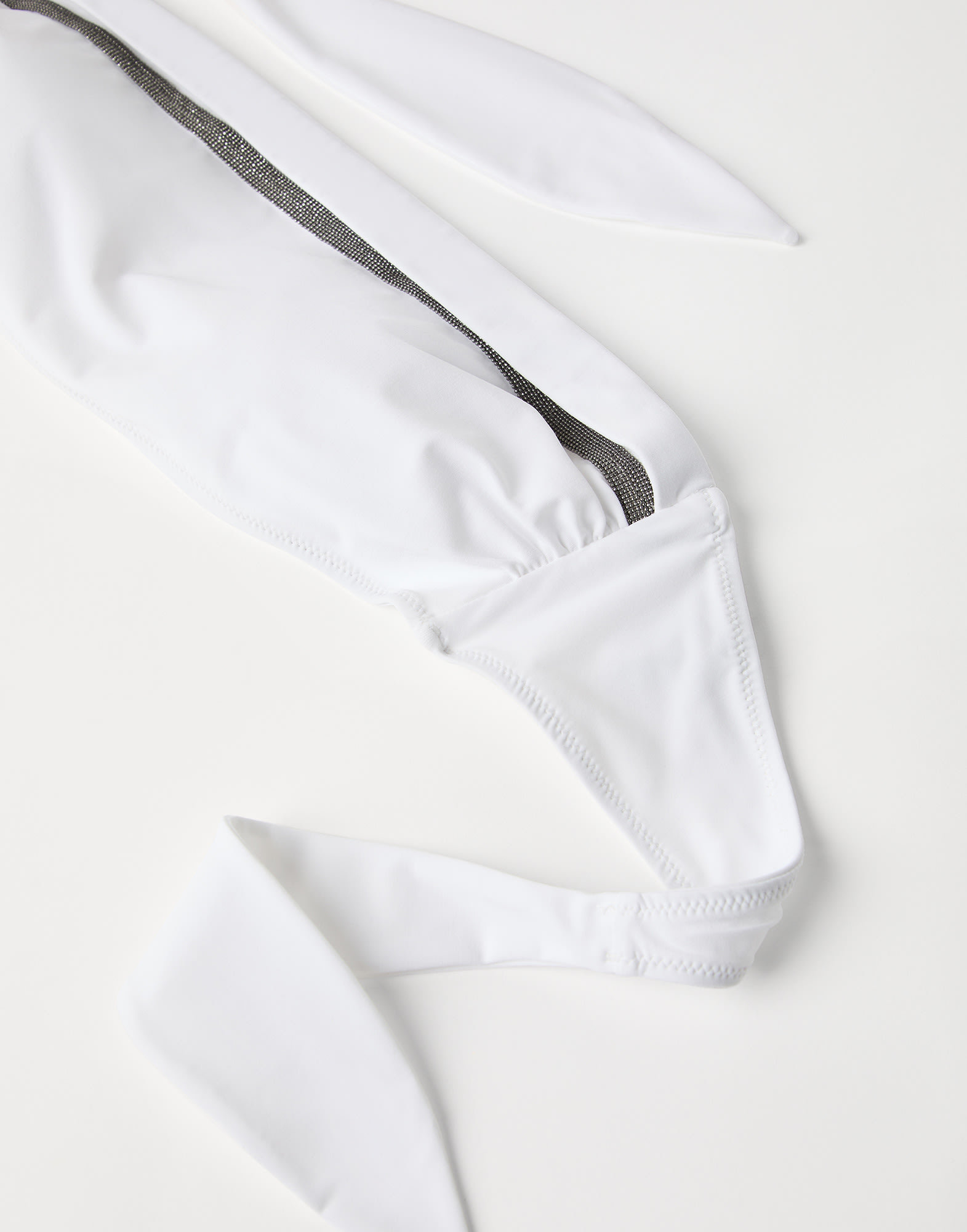 Brunello Cucinelli Beaded And Chain-embellished Bikini Top In White