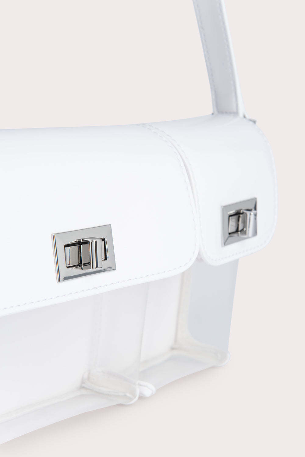 By Far Billy Patent-finish Shoulder Bag In White