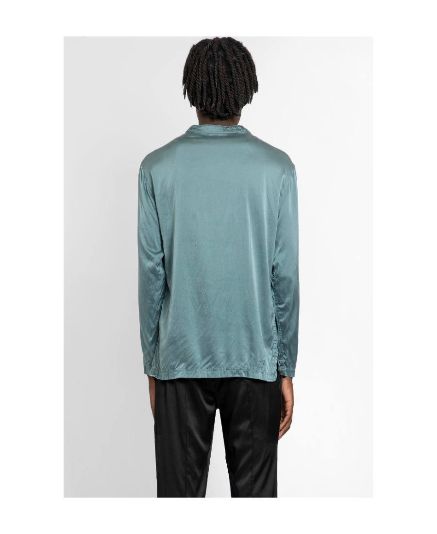 Tom Ford Half-button Silk Shirt In Blue