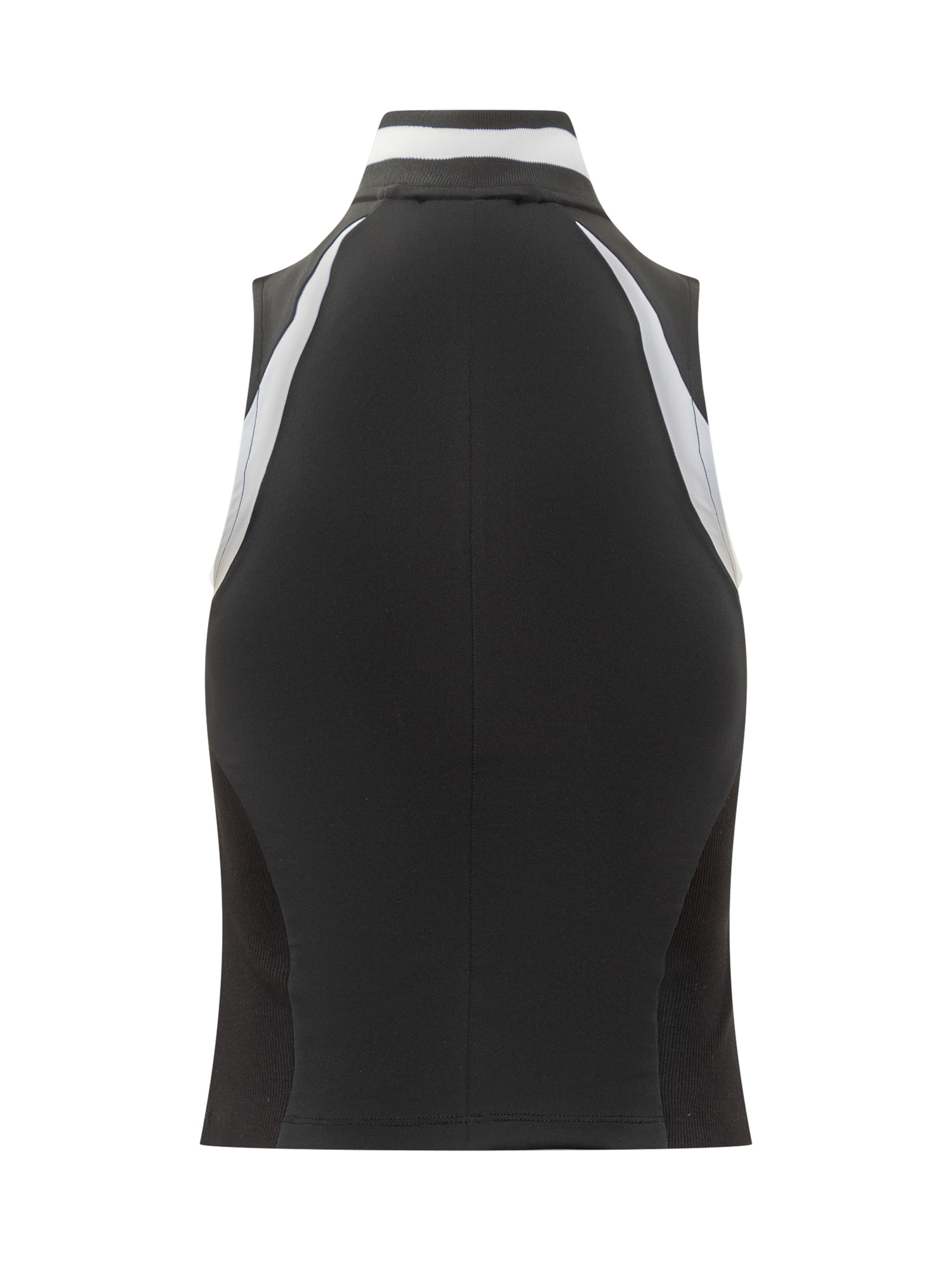 Off-white Black Top With Zip And Contrast Logo In Black