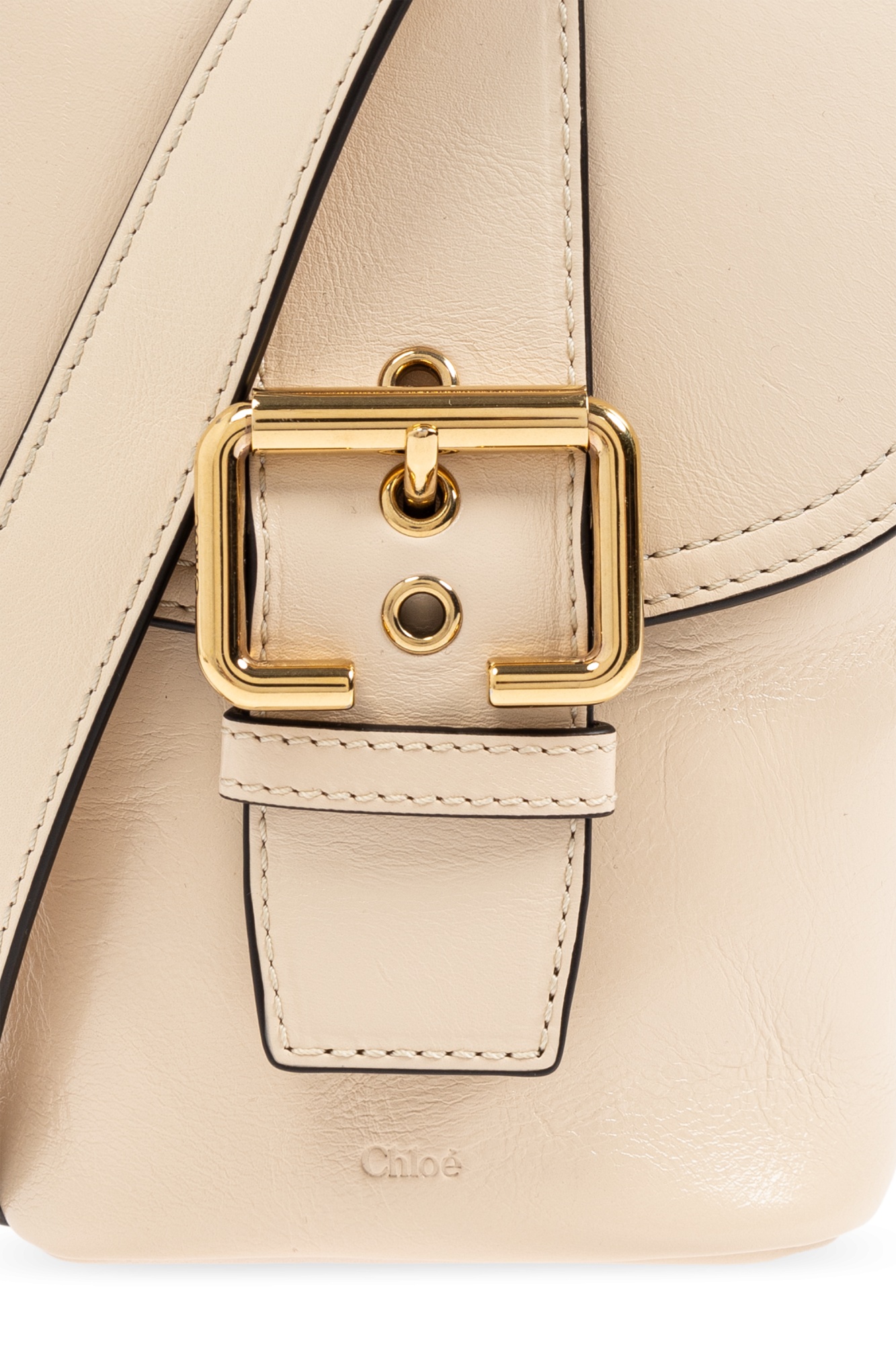 Chloé Camera Crossbody Bag In Natural Shiny Buffalo Leather In Nude