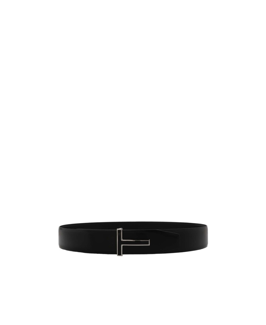 Tom Ford Reversible Logo Leather Belt In Black