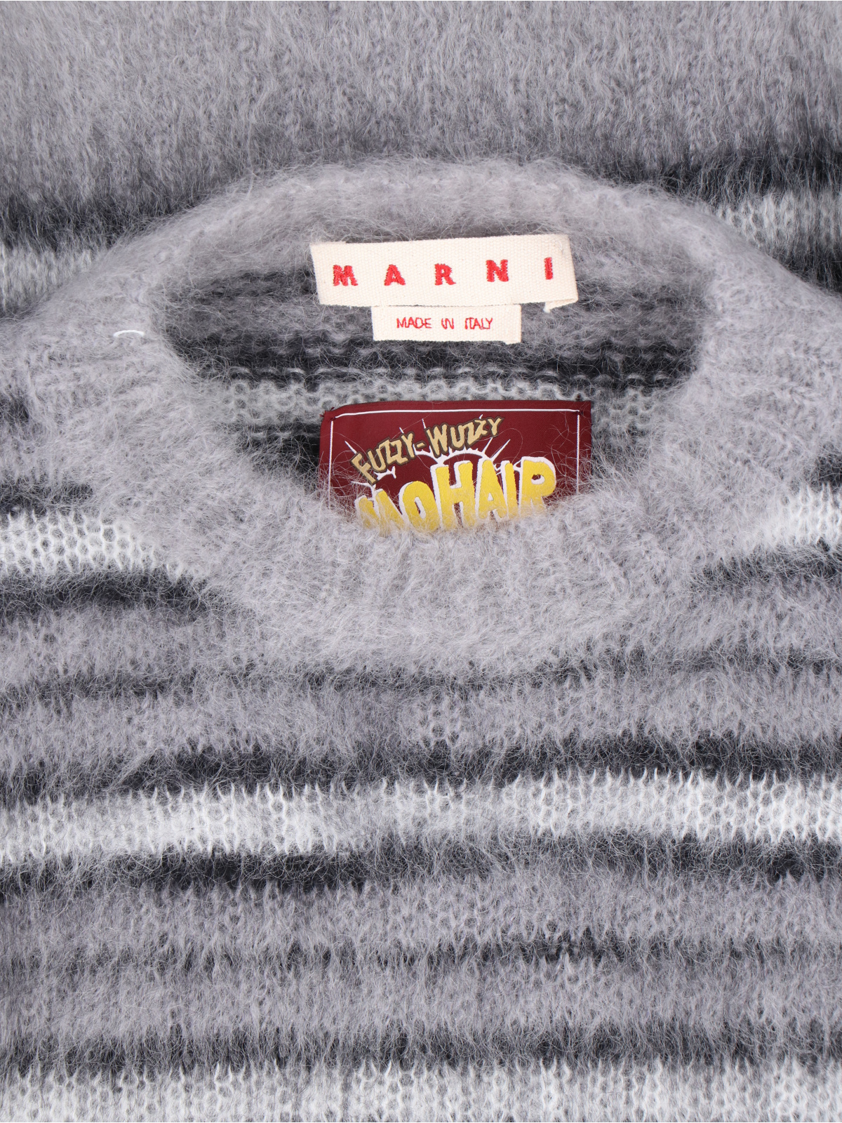 Marni Gray Fuzzy Wuzzy Striped Sweater In Gray