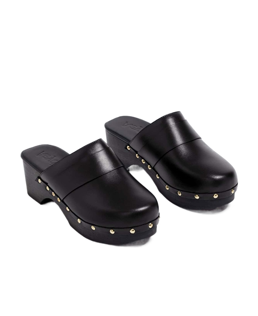 Aeyde Bibi Studded Leather Clog Mules In Black