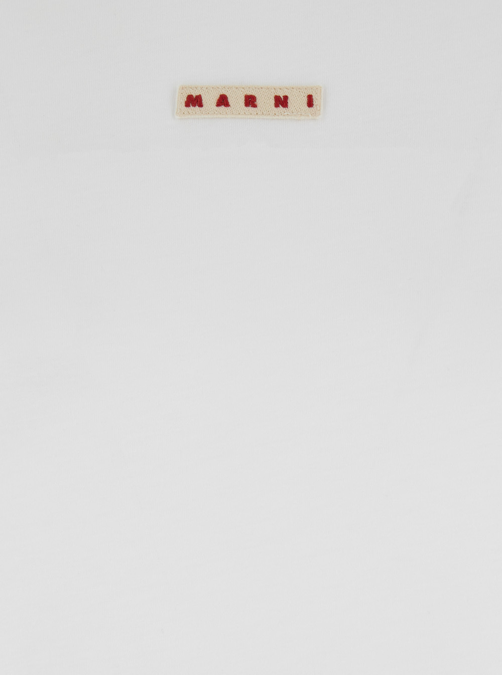 Marni White Crewneck T-shirt With Logo Patch On The Front In Cotton Woman