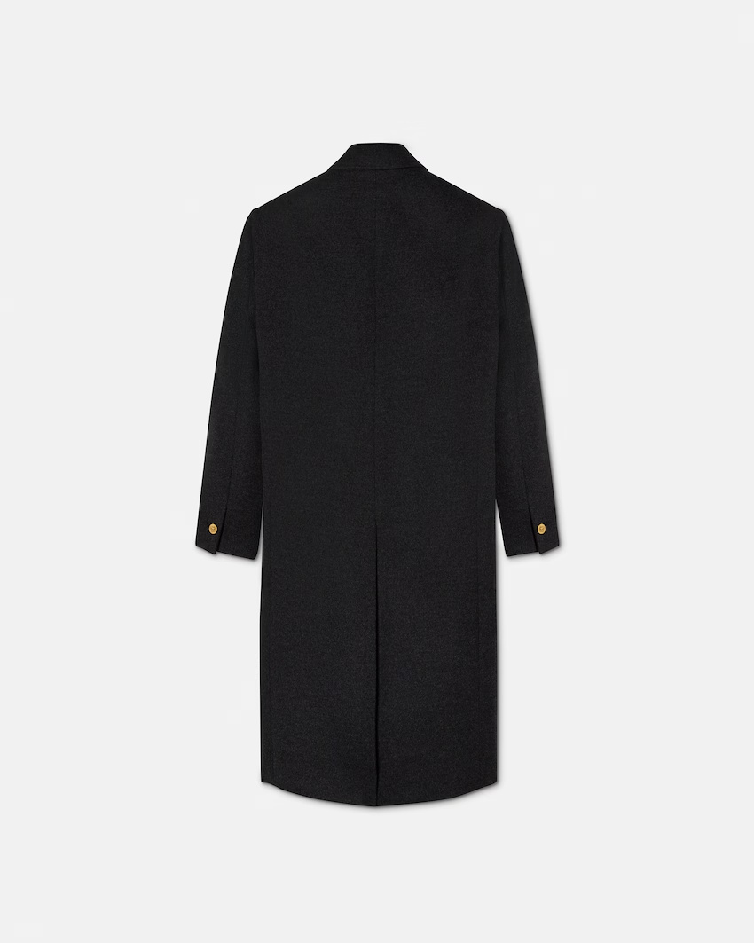 Versace Wool Double-breasted Pea Coat In Black