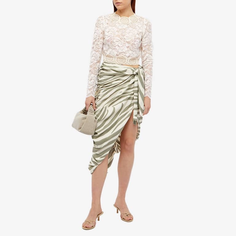 Balmain Zebra-print Midi Skirt In White