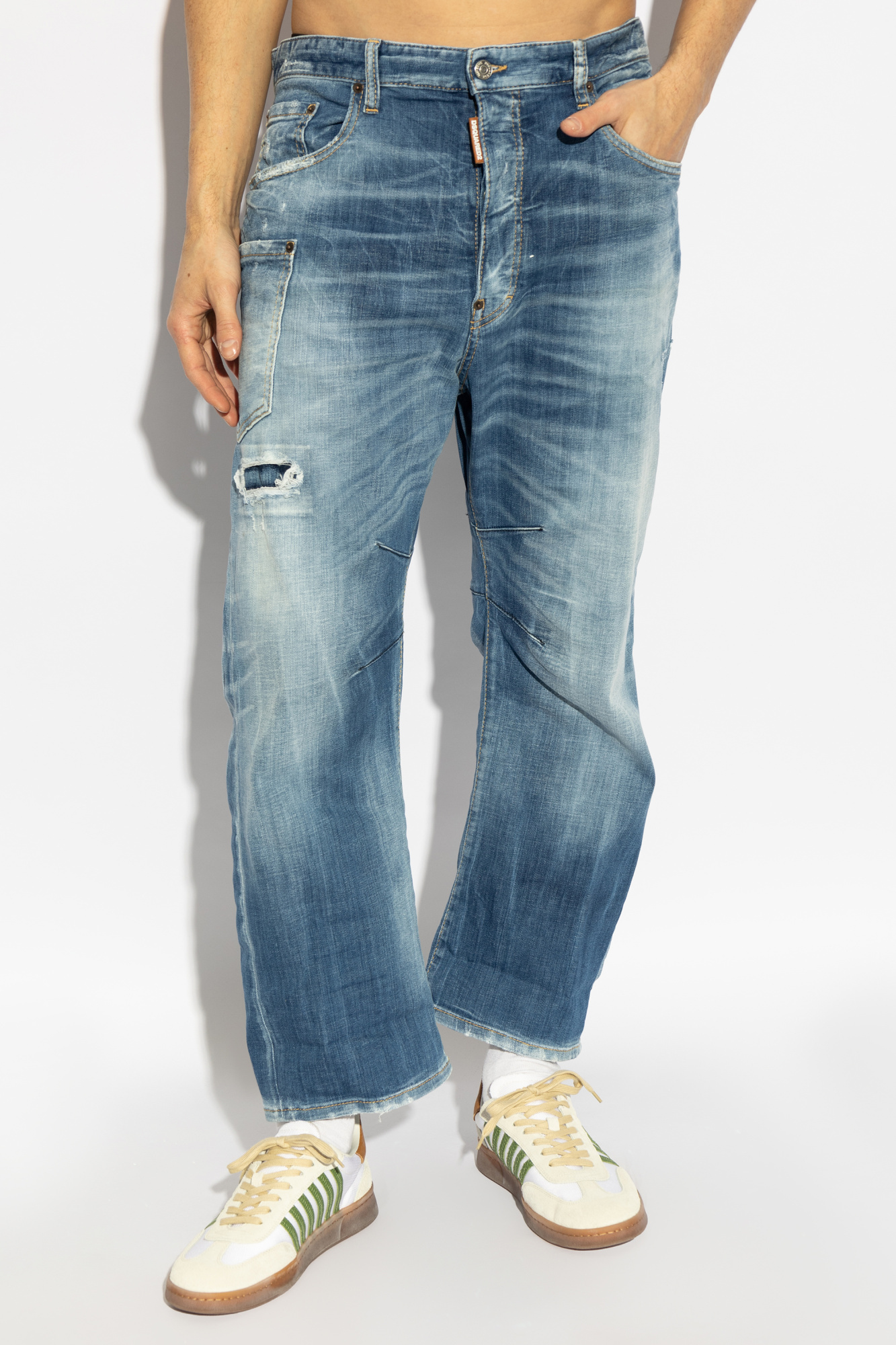 Shop Dsquared2 Distressed Washed Jeans In Blue
