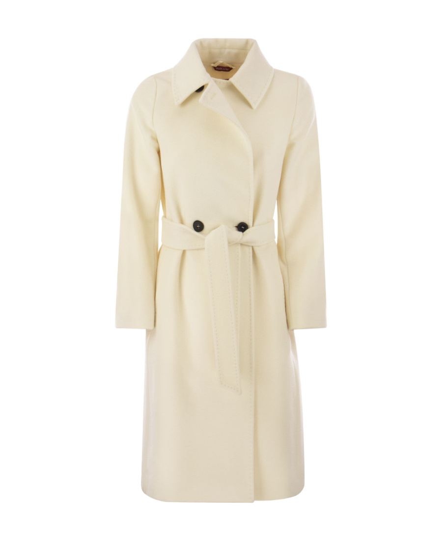 Max Mara Cappotto Bcollag In Lana Bianca Donna In Nude