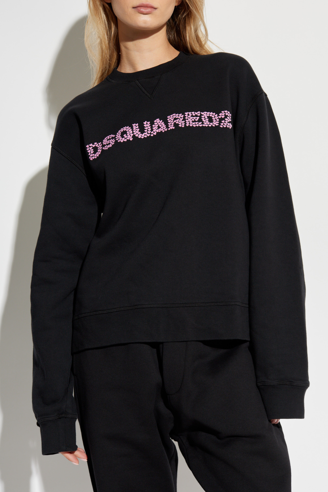 Dsquared2 Brushed Fleece Logo Cool-fit Sweatshirt In Black