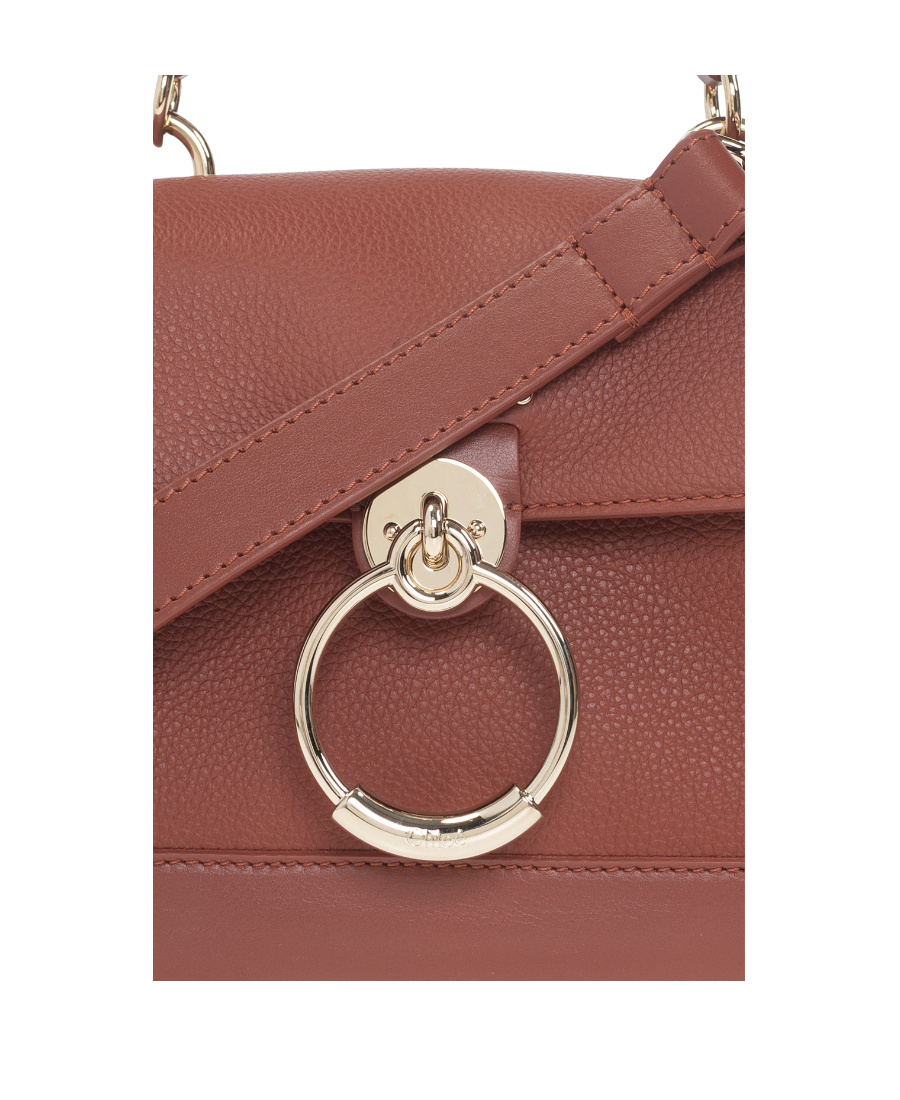 Chloé Mini Tess Day Shoulder Bag In Grained Leather In Brown