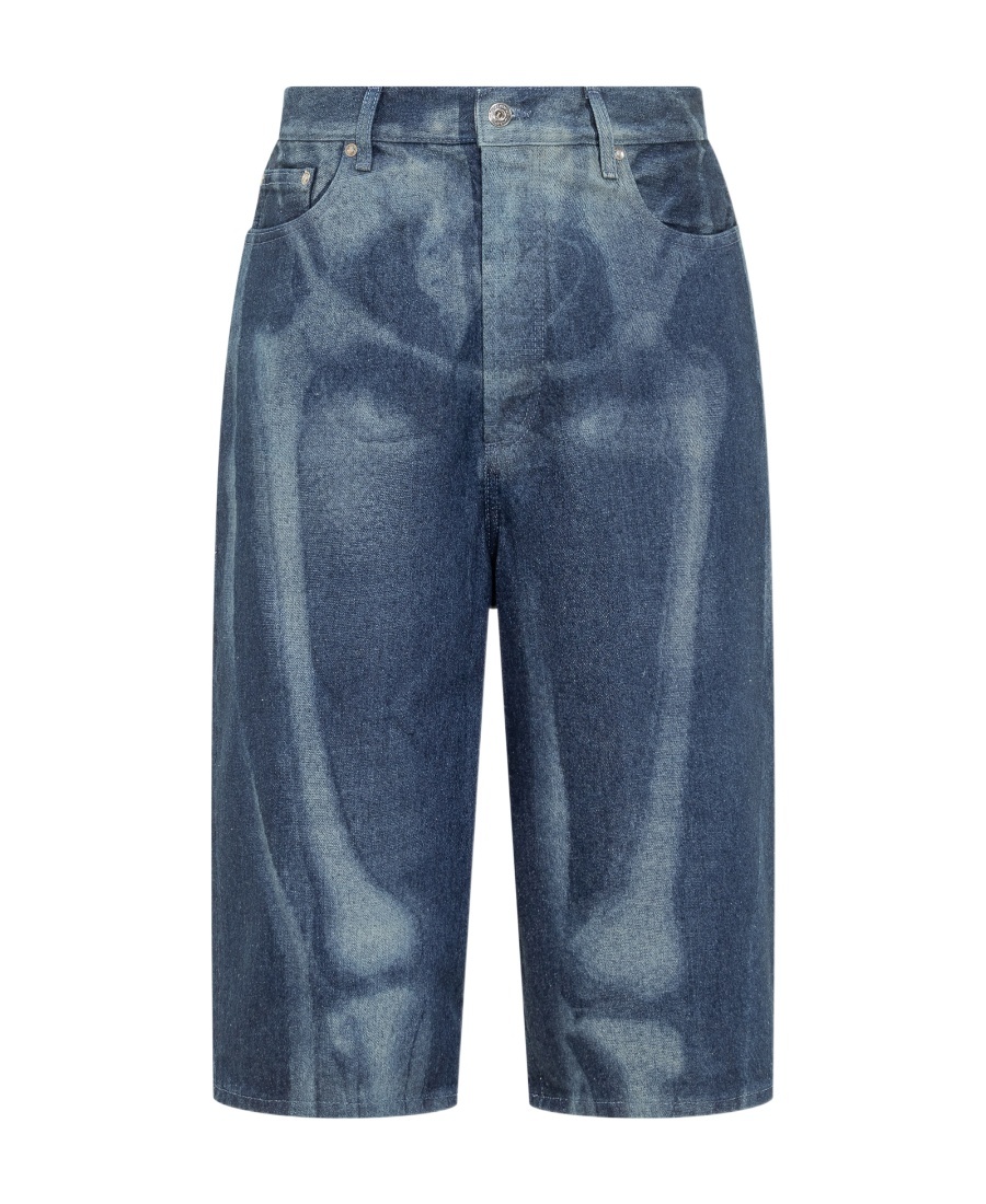 Off-white Skeleton Denim Bermuda Shorts In Blue