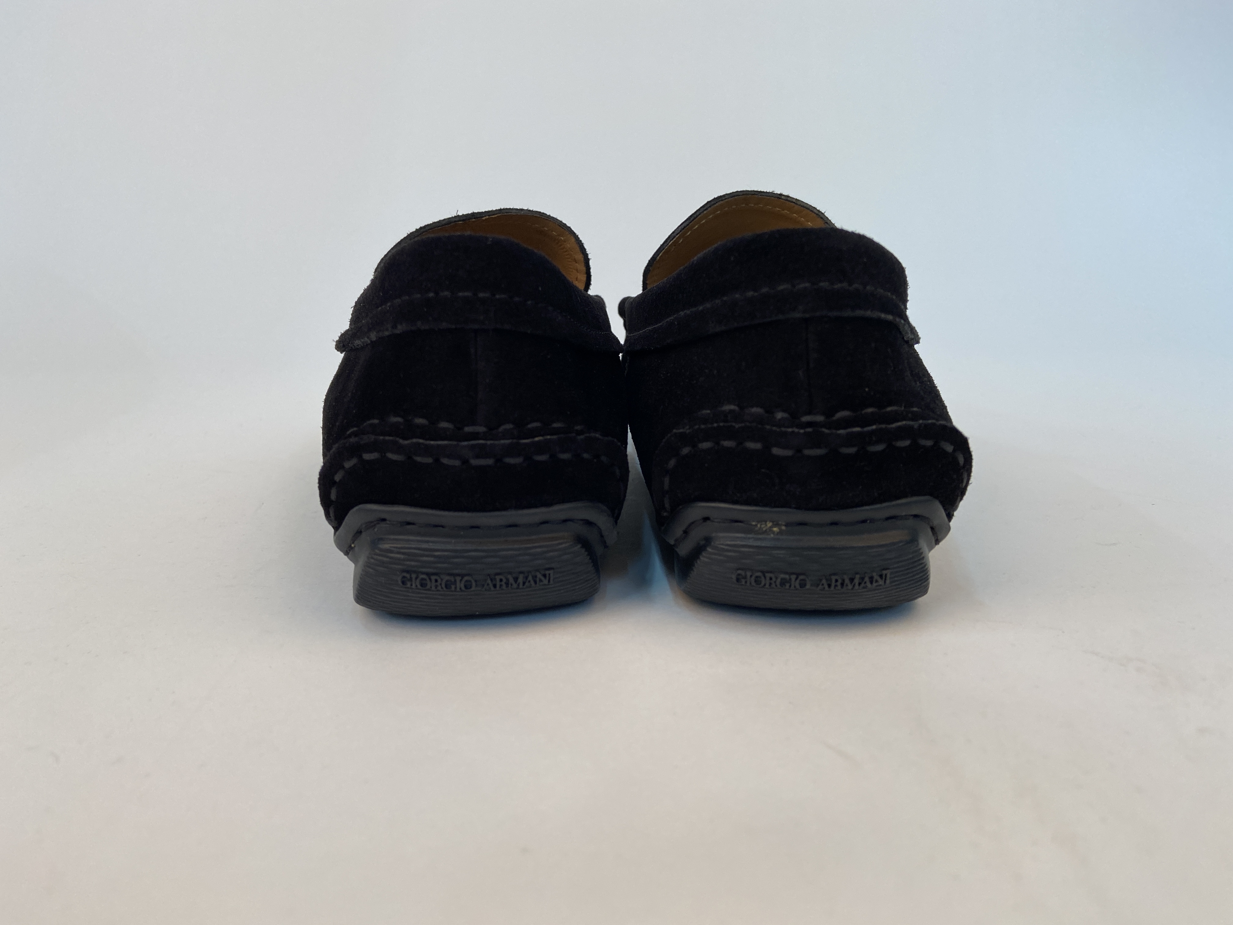 Giorgio Armani Logo Leisure Business Shoes In Black