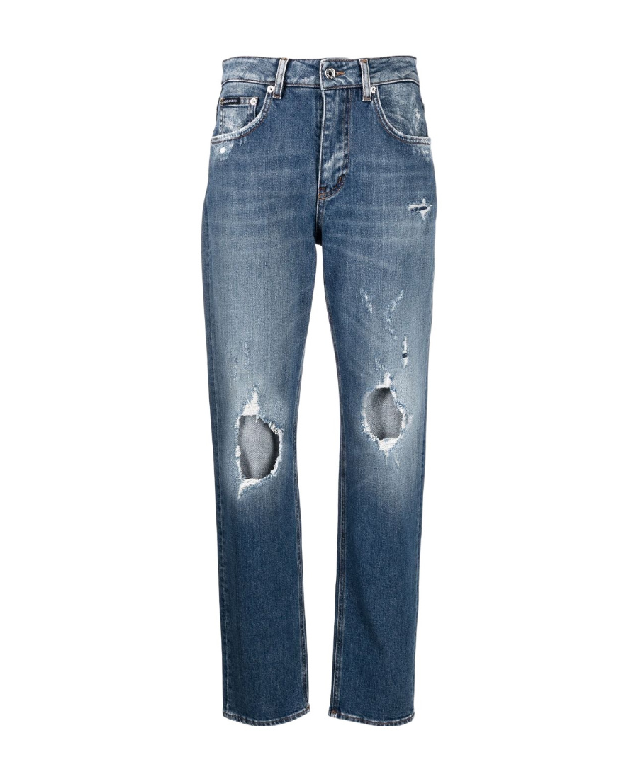 Dolce & Gabbana Ripped-detail Denim Jeans In Blue