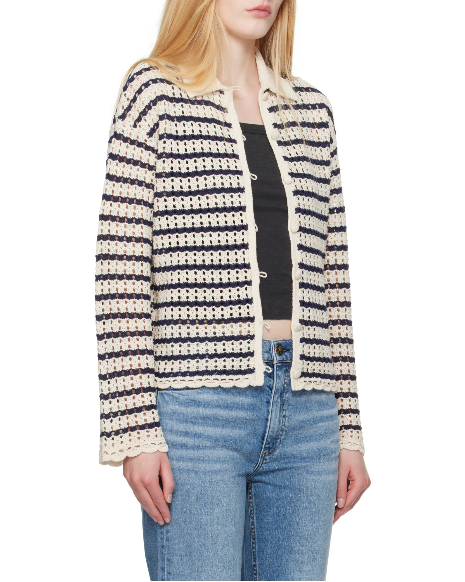 Rag & Bone Khloe Striped Open-knit Cardigan