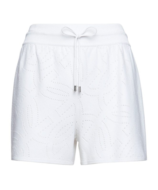 Ferragamo Gancini Pattern Drawstring Shorts In White